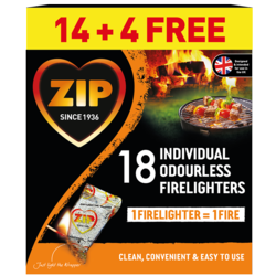 12 x 18 ZIP Fast & Clean Wrapped Firelighters for Open Fires BBQs Stoves Chimineas