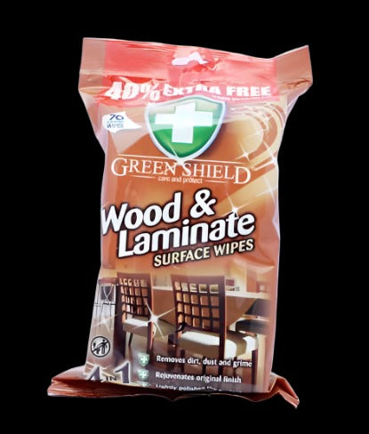 Green Shield Wood & Laminate 70 Wipes 12 Packs